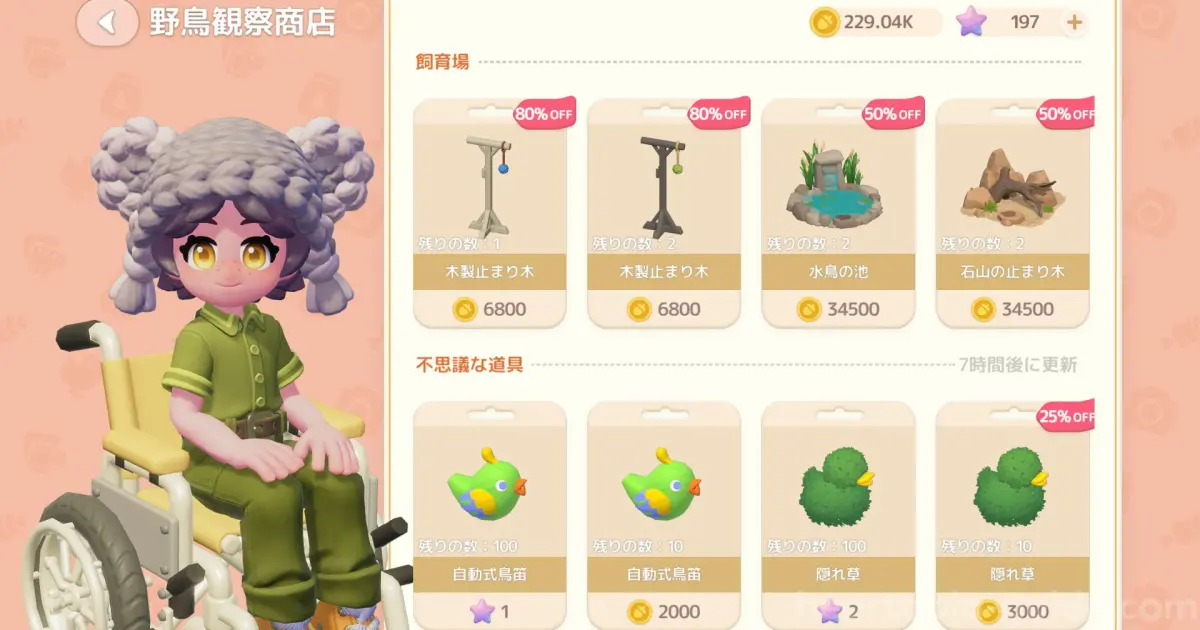 NPC「ベイリー」の野鳥観察ショップ