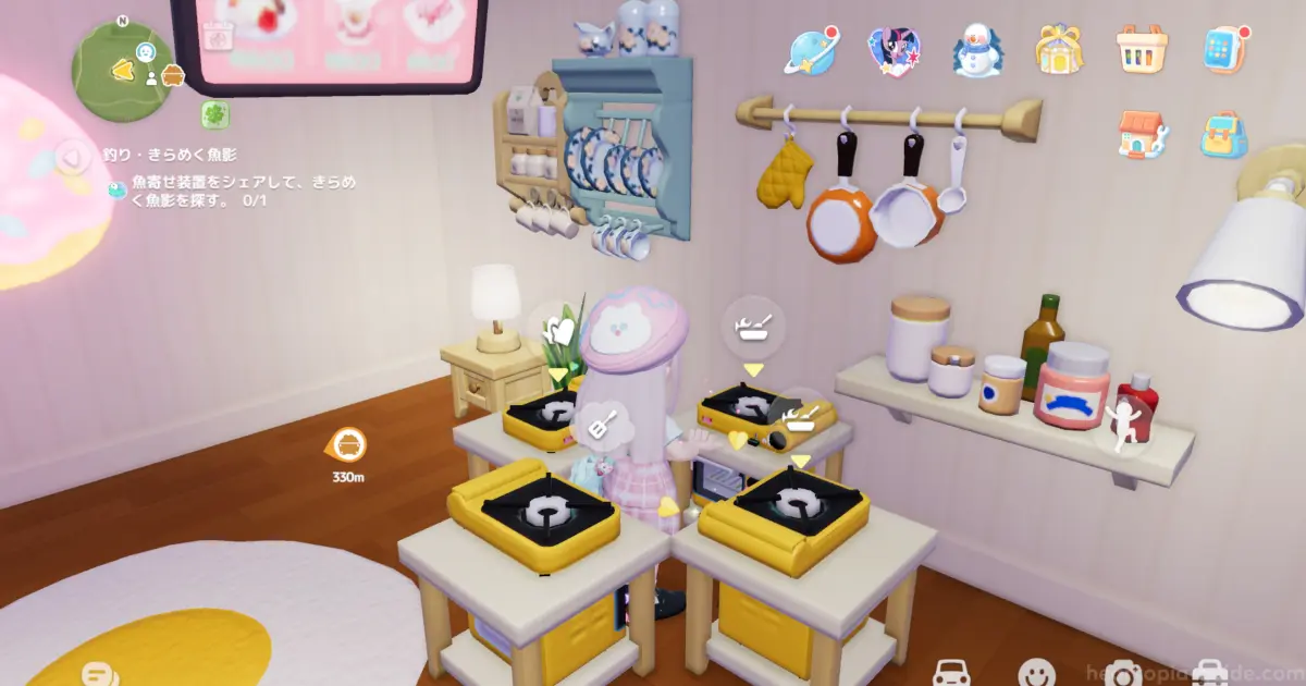 コンロを4方向に設置