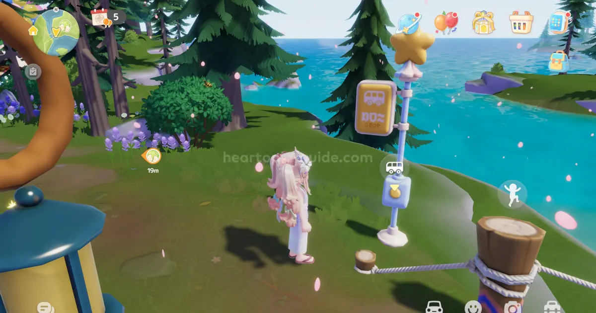 森の島へはバス停からファストトラベルで移動